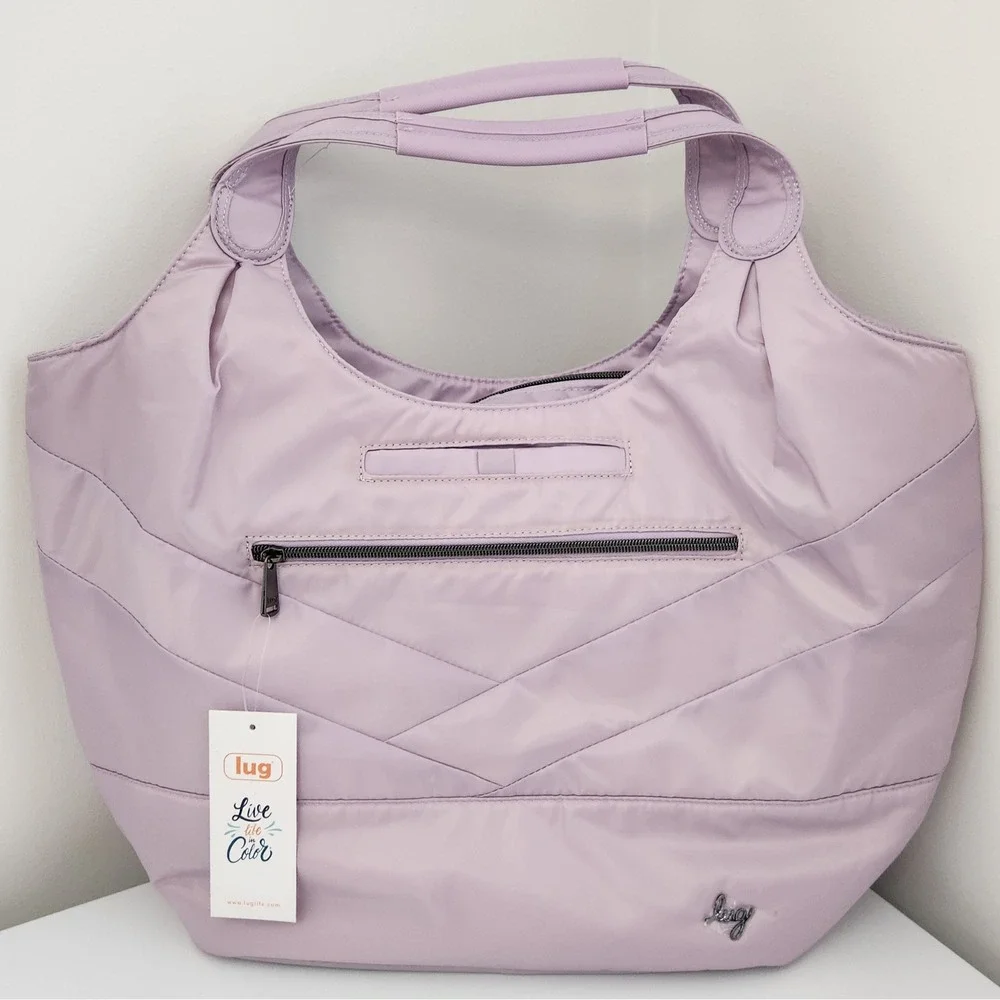 Lug Gondola SE Tote Bag Lavender Purple Travel Shoulder Bag Floral Lining NWT